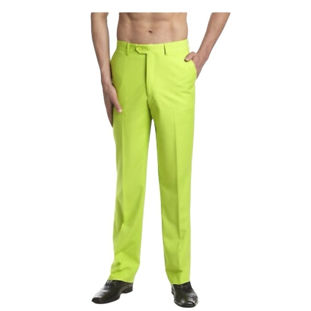 CONCITOR Men's size 44 Dress Pants Trousers Flat front Lime Green